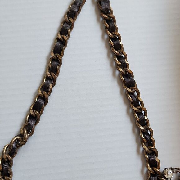 Dramatic Multicolor Black Silver Gold Bib Necklace with Fringe Rhinestones - Picture 5 of 6